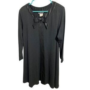 Carole Little Womens Black Tunic Top W/ Satin Bow Detail Size 12